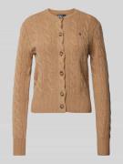 Polo Ralph Lauren Wollcardigan mit Zopfmuster in Camel, Größe XS