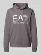 EA7 Emporio Armani Hoodie mit Label-Print in Mittelgrau, Größe L