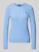 POLO RALPH LAUREN Pullover mit Zopfmuster Modell 'JULIANNA' in Hellbla...