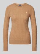 POLO RALPH LAUREN Pullover mit Zopfmuster Modell 'JULIANNA' in Camel, ...