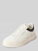 ARMANI EXCHANGE Ledersneaker mit Label-Print Modell 'Lion' in Weiss, G...