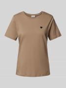 Fransa T-Shirt mit Motiv-Stitching Modell 'heart' in Taupe, Größe M