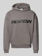 REVIEW Hoodie mit Kapuze in Dunkelgrau, Größe L