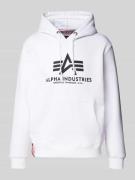 Alpha Industries Hoodie mit Label-Print in Weiss, Größe L