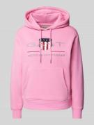 Gant Hoodie mit Label-Stitching in Pink, Größe L