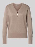 FREE/QUENT Strickpullover mit V-Ausschnitt 'Katie' in Taupe Melange, G...