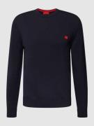 HUGO Strickpullover mit Label-Stitching Modell 'Cassius' in Marine, Gr...