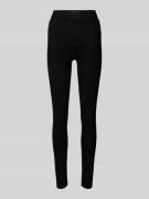 Pieces Slim Fit High-Waist-Jeans mit Label-Patch in Black, Größe XS/30