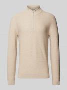 OLYMP Level Five Slim Fit Strickpullover mit Stehkragen in Beige, Größ...