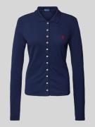 Polo Ralph Lauren Slim Fit Poloshirt mit Label-Stitching in Marine, Gr...