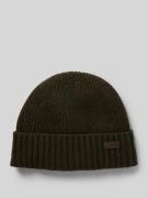 Barbour Beanie mit Label-Badge in Dunkelgruen, Größe One Size