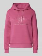 Gant Hoodie mit Label-Stitching in Fuchsia, Größe XS