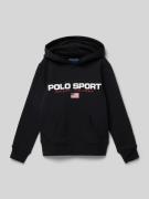 Polo Sport Hoodie mit Label-Print in Black, Größe XL