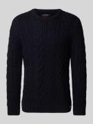 Superdry Strickpullover mit Zopfmuster Modell 'Jacob' in Dunkelblau Me...