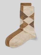 camano Socken mit Karomuster im 2er-Pack in Beige, Größe 43-46