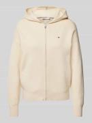 Tommy Hilfiger Sweatjacke mit Logo-Stitching in Beige, Größe M