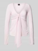 Gina Tricot Regular Fit Langarmshirt in Wickel-Optik in Rosa, Größe L