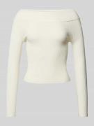 Review Strickpullover mit geripptem U-Boot-Ausschnitt in Offwhite, Grö...