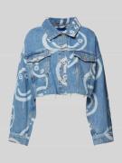 Hugo Blue Cropped Jeansjacke mit Brustpattentaschen Modell 'Lou' in Je...