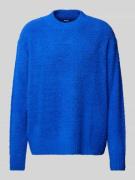 Hugo Blue Strickpullover mit Label-Stitching Modell 'Sanou' in Blau, G...