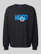 Hugo Blue Sweatshirt mit Label-Print Modell 'Nimaylong' in Black, Größ...