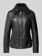 Cabrini Regular Fit Lederjacke aus Lammnappa mit Umlegekragen in Black...