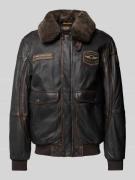 PME Legend Lederjacke mit Label-Patches Modell 'SNOWPROP' in Dunkelbra...