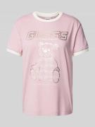 Guess Activewear T-Shirt mit Label-Motiv-Print in Altrosa, Größe S