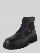 Blauer USA Schnürstiefel mit Label-Detail Modell 'BUXTON' in Black, Gr...