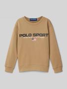 POLO SPORT Sweatshirt mit Label-Print in Hellbraun, Größe L