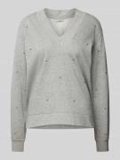 FREE/QUENT Sweatshirt mit Ziersteinbesatz Modell 'Nice' in Hellgrau, G...