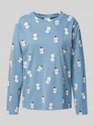 Jake*s Casual Pyjama-Oberteil mit Motiv-Print in Jeansblau, Größe L