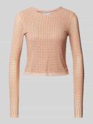 Jake*s Casual Longsleeve mit Ziersteinbesatz in Rosa, Größe L