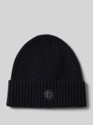 BOSS Beanie aus Schurwolle mit Label-Detail Modell 'Fati' in Marine, G...