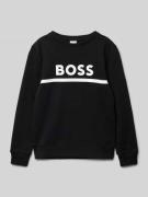 Boss Sweatshirt mit Label-Print in Black, Größe 140