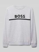 Boss Sweatshirt mit Label-Print in Mittelgrau Melange, Größe 140