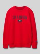 CHAMPION Sweatshirt mit Label-Print in Rot, Größe 128