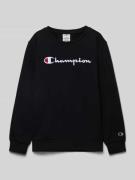 CHAMPION Sweatshirt mit Label-Stitching in Black, Größe 128