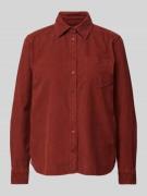 Gant Regular Fit Cordbluse mit Brusttasche in Bordeaux, Größe 36