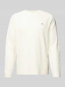 Gant Sweatshirt mit Label-Stitching in Offwhite, Größe L