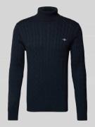 Gant Rollkragenpullover mit Label-Stitching in Marine, Größe L