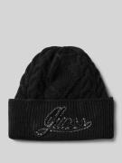 Guess Beanie mit Label-Stitching Modell 'ROSELYN' in Black, Größe 1