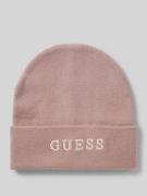 Guess Beanie mit Label-Stitching in Rose, Größe L