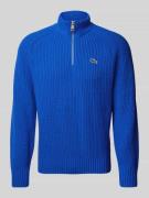 Lacoste Wollpullover mit Stehkragen in Royal, Größe L