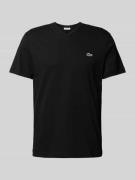 Lacoste T-Shirt mit Label-Stitching Modell 'Basic' in Black, Größe 4XL