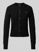 POLO RALPH LAUREN Wollcardigan mit Zopfmuster in Black, Größe XL