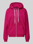 POLO RALPH LAUREN Sweatjacke mit Logo-Stitching in Fuchsia, Größe L