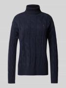 Tommy Hilfiger Strickpullover mit Rollkragen in Dunkelblau, Größe L