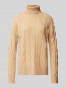 Tommy Hilfiger Strickpullover mit Rollkragen in Camel, Größe L