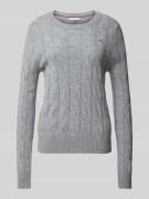 Tommy Hilfiger Strickpullover mit gerippten Abschlüssen in Hellgrau, G...